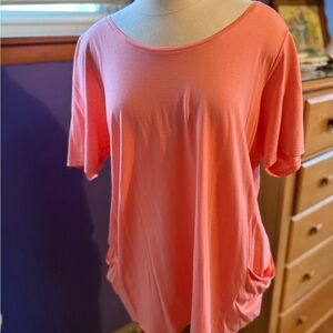 J. Jill Orange Pink coral
 Short Sleeve  with drape light fitting and pockets L